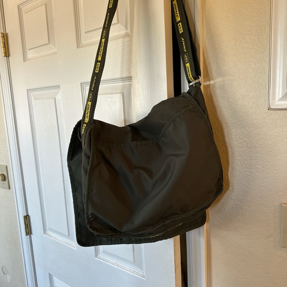 DKNY Black Messenger Bag with Yellow Green Accents - Picture 2 of 7